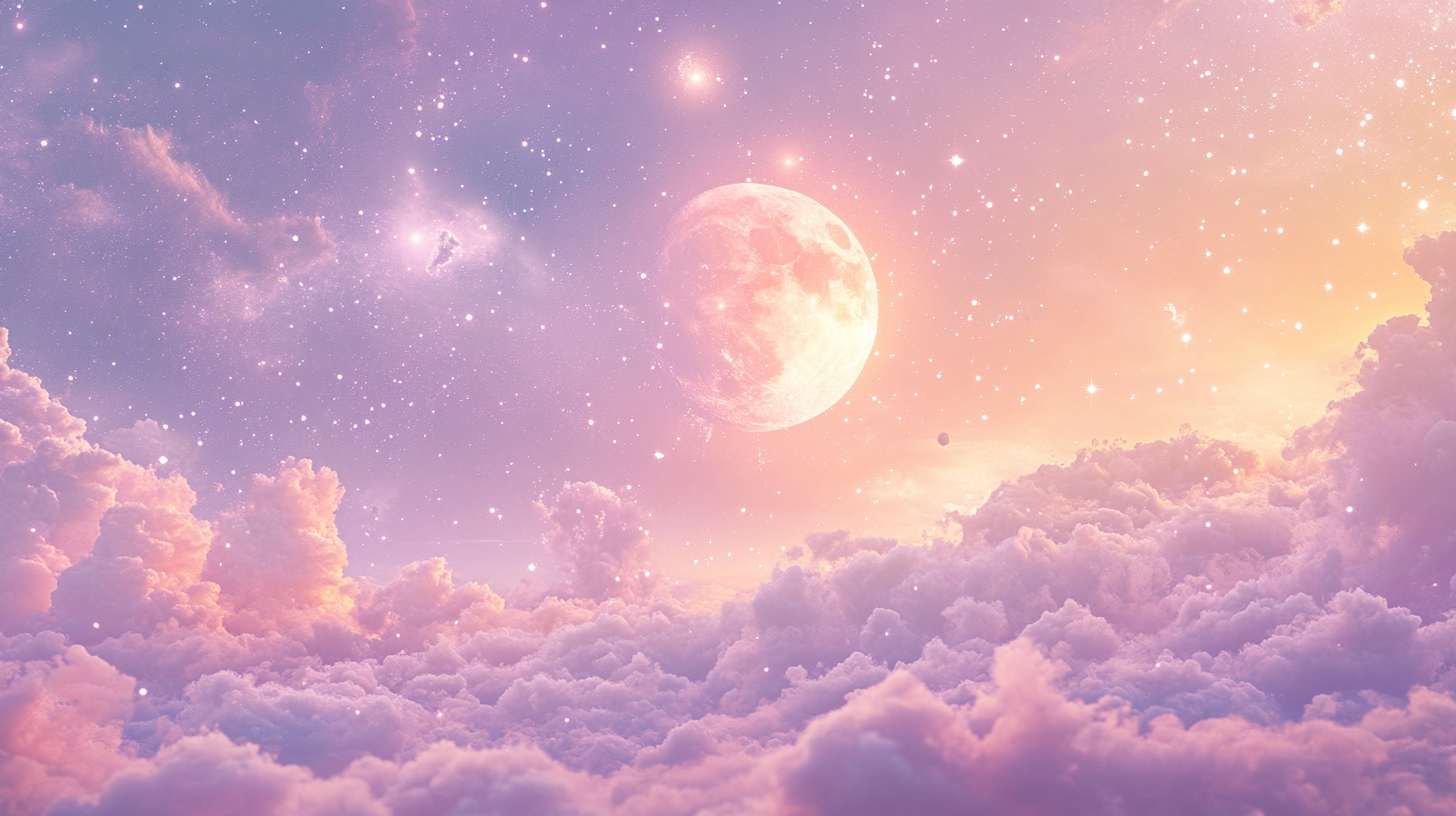 Soft moon and clouds